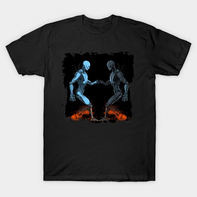 Artificial Intelligence AI Singularity Cyborg Robot T-Shirt by MLArtifex